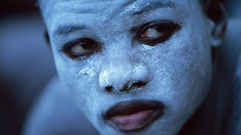 Xhosa Male Initiate with Face Painted White, Knysna, South Africa