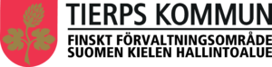 Tierps kommuns logotype med texten Tierps kommun och att Tierp är finskt förvaltningsområde
