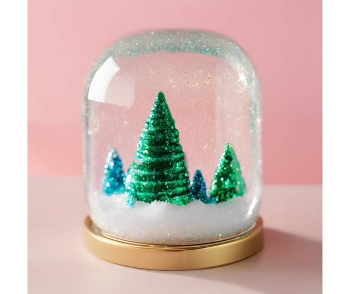 Snöglob med granar och glitter